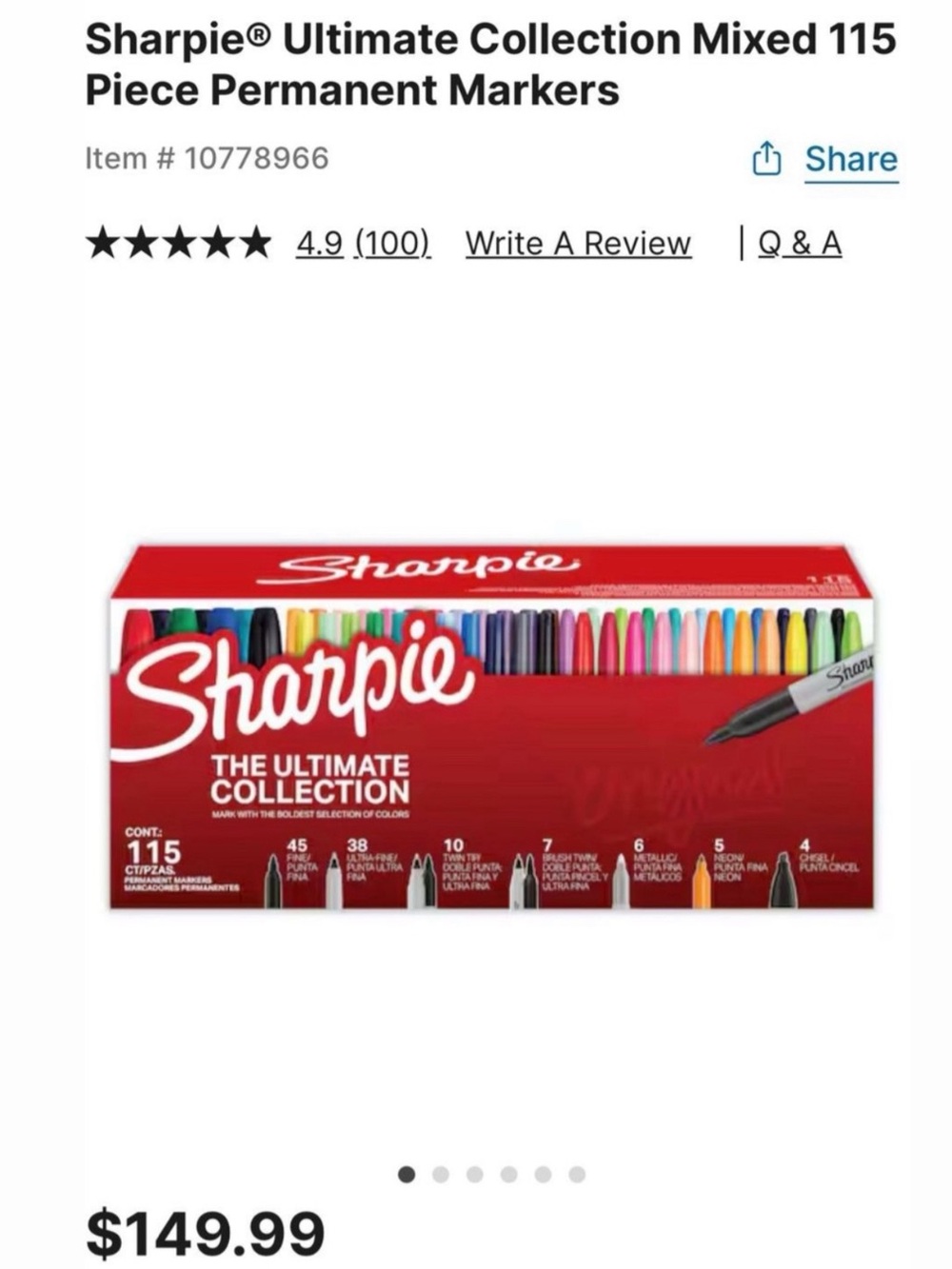 Sharpie The Ultimate Collection 115-Piece Marker Set - Multicolor